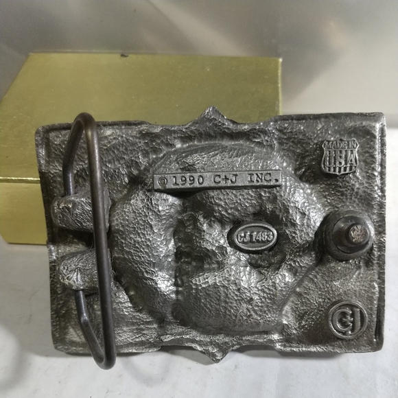 🌋Indian Belt Buckle Fine Pewter 1990 Made In The USA # 1483 by C& J Inc. - Picture 4 of 9